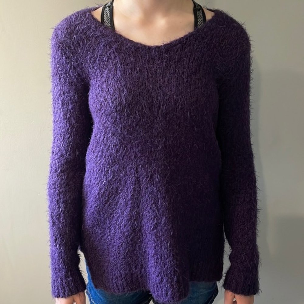 Womens Kenneth Cole Reaction Purple Eyelash Sweater Size S